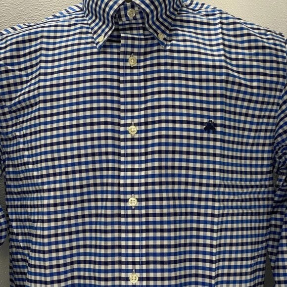 NEW BROOKS BROTHERS Oxford Polo Button-Down Shirt – Blue/Multi Check – Size M - Picture 9 of 10